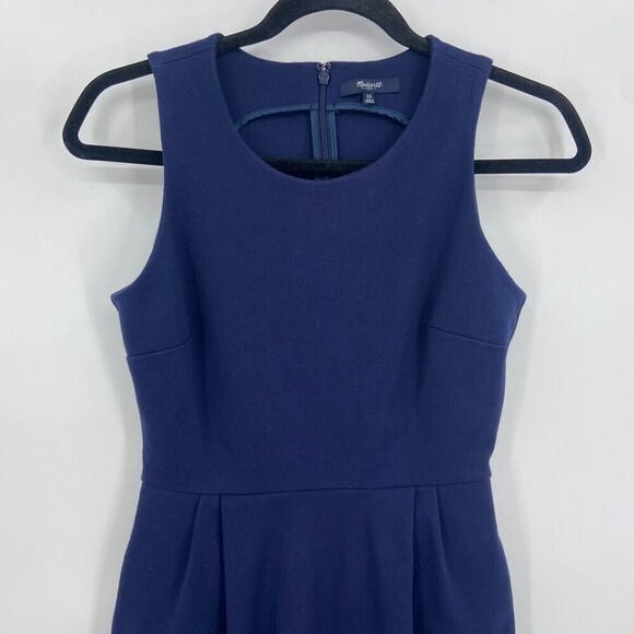 MADEWELL Navy Blue Verse Ponte Fit & Flare Pocket Sleeveless Mini Dress Size XS - Picture 6 of 9